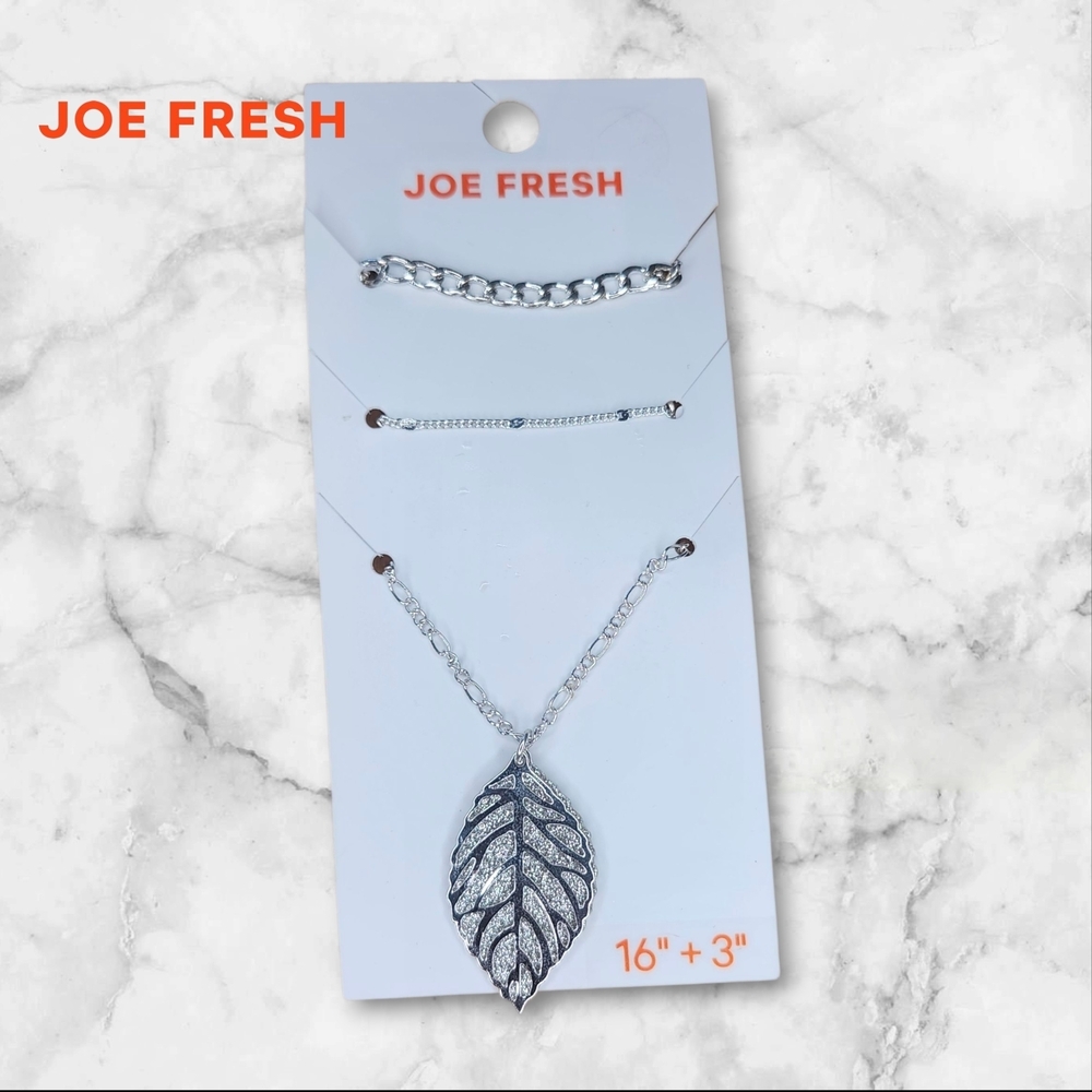 🆕️ JOE FRESH Silver Leaf Necklace Trio